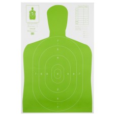 Action Target B-27E High Visibility Target, Fluorescent Green, Silhouette Cut Off Below Ring 7, 23