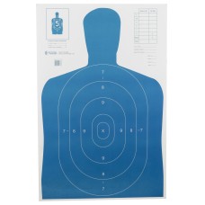 Action Target B-27E Economy Target, Blue Silhouette Cut Off Below Ring 7, 23