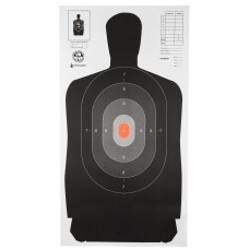Action Target B-27 North Carolina Criminal Justice Academy Target, Shaded Scoring Rings Starting Outside And Going Dark To Light With A Bright Orange Center, 24