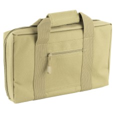 NCSTAR Discreet Pistol Case, Nylon, Tan, Two Padded Handgun Compartments, Six Elastic Magazine Loops, Carry Handle CPT2903