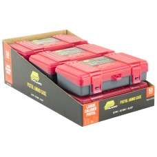 Plano Ammunition Box, Holds 50 Rounds of .45ACP/.40 S&W/10mm Handgun Rounds, Charcoal/Rose , 6 Pack 122750