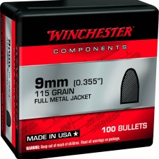 Winchester FMJ Flat Base 9mm (0.355") 115gr 100/Box