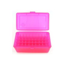 FS Reloading Plastic Ammo Box Large Rifle 50 Round Translucent Pink