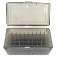 FS Reloading Plastic Ammo Box Medium Rifle 50 Round Translucent Smoke